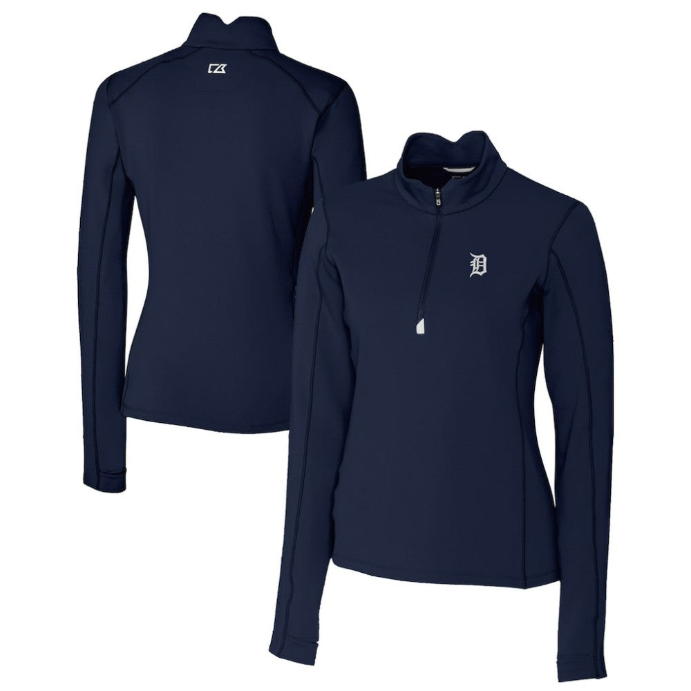 Detroit Tigers Cutter & Buck Women's Traverse Stretch Quarter-Zip Pullover Top Discount