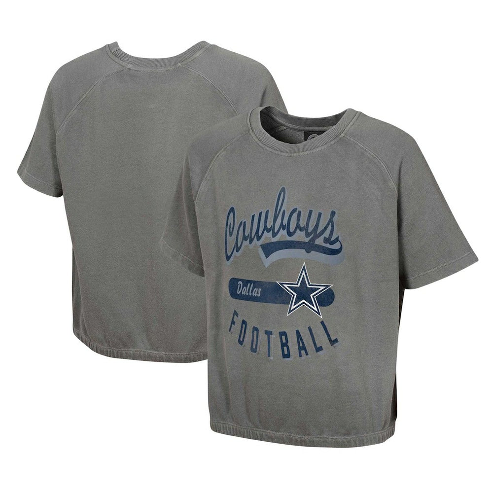 Dallas Cowboys Women's Mineral Wash Short Sleeve Top - Gray - NFL