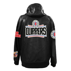 LA Clippers Jeff Hamilton Vegan Leather Full-Zip Hoodie Black
