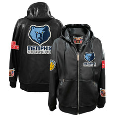 Memphis Grizzlies Jeff Hamilton Vegan Leather Full-Zip Hoodie Black