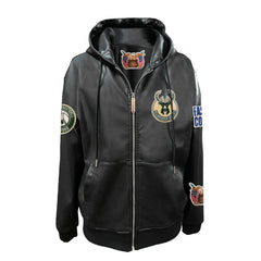 Milwaukee Bucks Jeff Hamilton Vegan Leather Full-Zip Hoodie Black