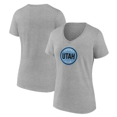 Utah Mammoth Fanatics Women's Draft Logo V-Neck T-Shirt - Heather Gray | Fanatics sale