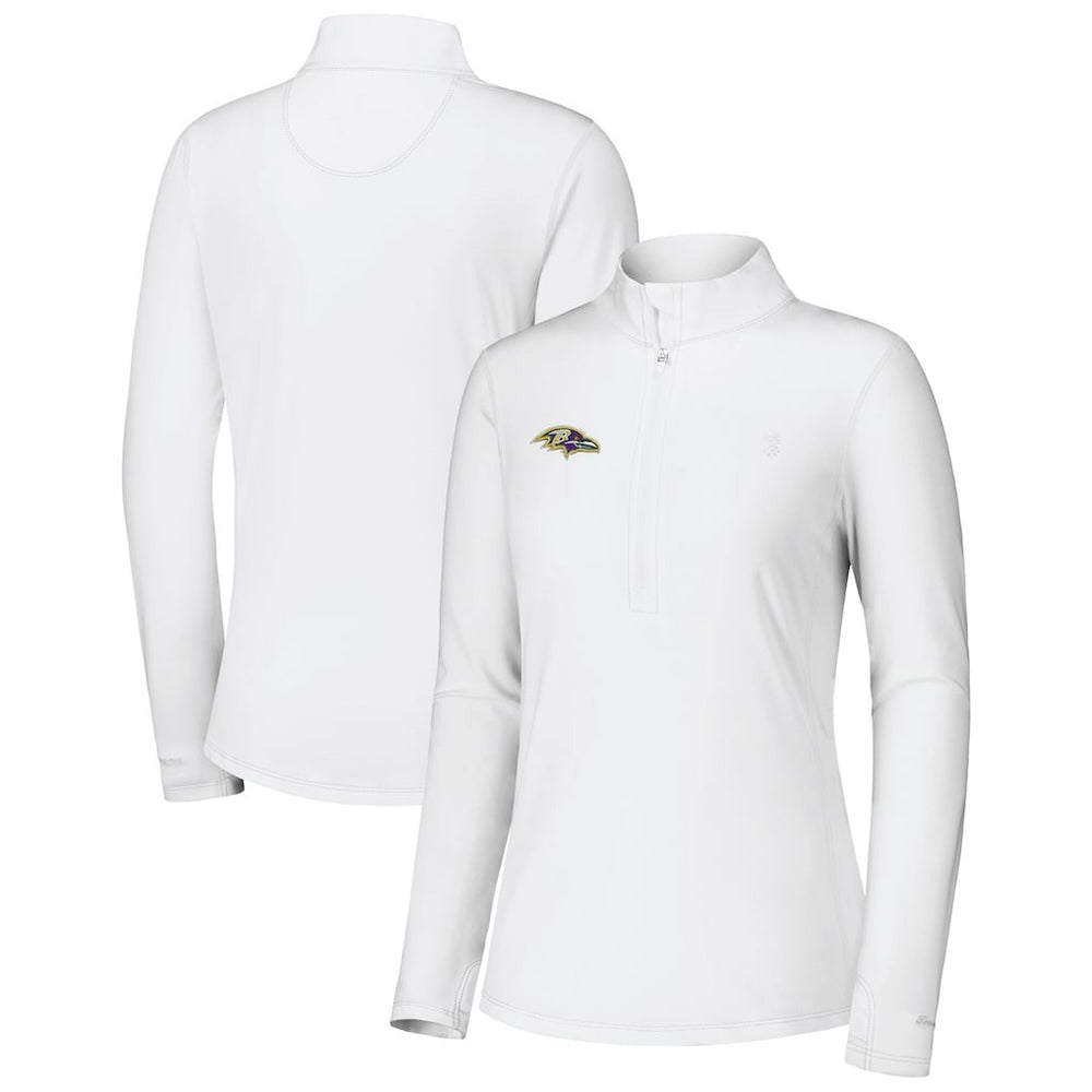 Baltimore Ravens Women's Sport Playa Vista IslandZone Quarter-Zip Jacket - White - Tommy Bahama