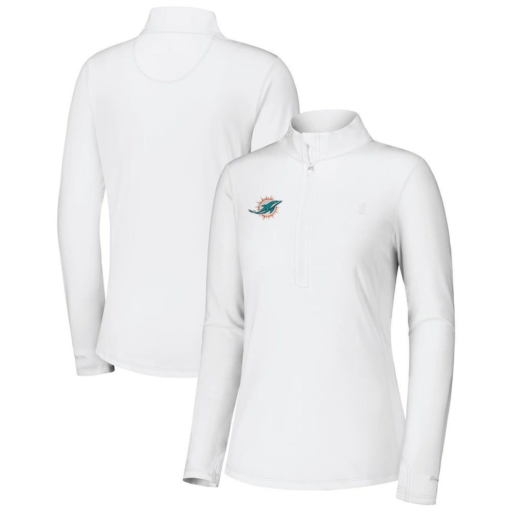 Miami Dolphins Women's Sport Playa Vista IslandZone Quarter-Zip Jacket - White - Tommy Bahama