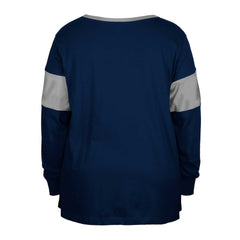 Dallas Cowboys New Era Women's Plus Size Lace-Up Notch Neck Long Sleeve T-Shirt - Navy - NFL