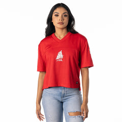 Tampa Bay Buccaneers The Wild Collective Women's Alternate V-Neck Fashion Jersey T-Shirt - Red - NFL