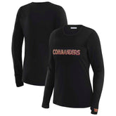 Washington Commanders WEAR by Erin Andrews x Gracie Hunt Women's Mesh Panel Long Sleeve T-Shirt - Black - NFL