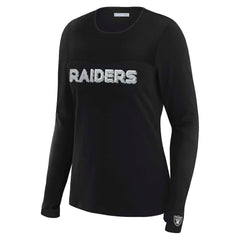 Las Vegas Raiders WEAR by Erin Andrews x Gracie Hunt Women's Mesh Panel Long Sleeve T-Shirt - Black - NFL