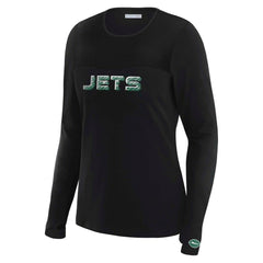 New York Jets WEAR by Erin Andrews x Gracie Hunt Women's Mesh Panel Long Sleeve T-Shirt - Black - NFL
