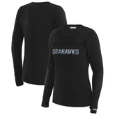 Seattle Seahawks WEAR by Erin Andrews x Gracie Hunt Women's Mesh Panel Long Sleeve T-Shirt - Black - NFL