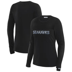 Seattle Seahawks WEAR by Erin Andrews x Gracie Hunt Women's Mesh Panel Long Sleeve T-Shirt - Black - NFL