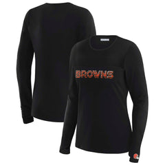 Cleveland Browns WEAR by Erin Andrews x Gracie Hunt Women's Mesh Panel Long Sleeve T-Shirt - Black - NFL