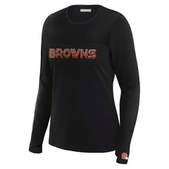 Cleveland Browns WEAR by Erin Andrews x Gracie Hunt Women's Mesh Panel Long Sleeve T-Shirt - Black - NFL