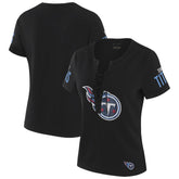 Tennessee Titans WEAR by Erin Andrews x Gracie Hunt Women's Draft Me Lace-Up T-Shirt - Black - NFL