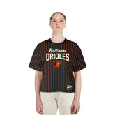 Baltimore Orioles New Era Women's Cooperstown Collection Multiplier Pinstripe Cropped T-Shirt Discount