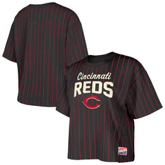 Cincinnati Reds New Era Women's Cooperstown Collection Multiplier Pinstripe Cropped T-Shirt Online