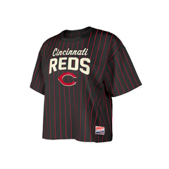 Cincinnati Reds New Era Women's Cooperstown Collection Multiplier Pinstripe Cropped T-Shirt Online