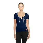 Atlanta Braves New Era Women's Throwback Lace Up T-Shirt Discount