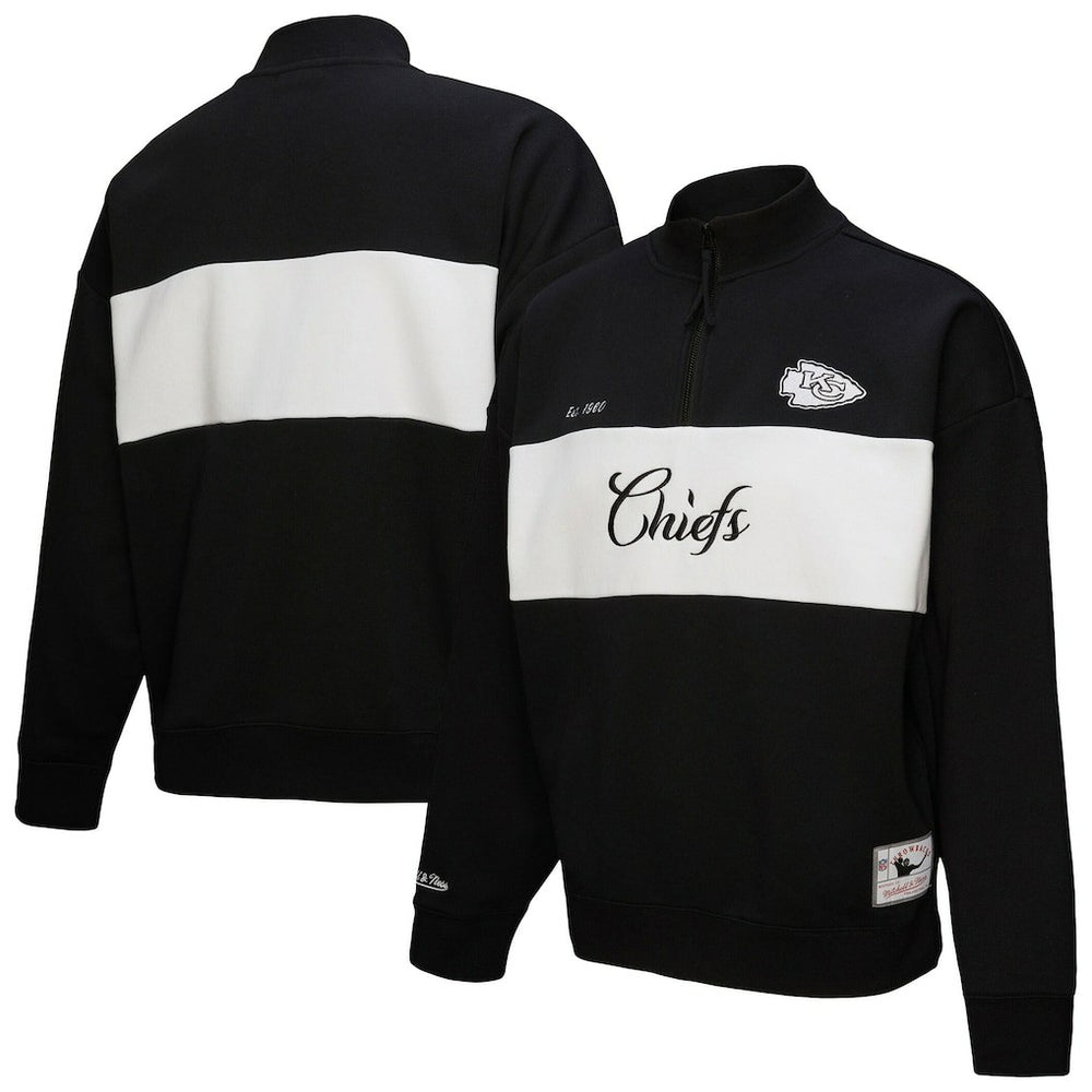Kansas City Chiefs Women's Quarter-Zip Jacket - Black - Mitchell & Ness