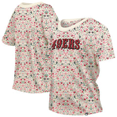 San Francisco 49ers New Era Women's Glam Game Floral Scoop Neck T-Shirt - Cream - NFL