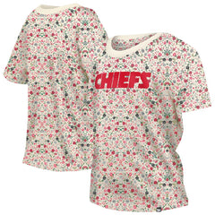 Kansas City Chiefs New Era Women's Glam Game Floral Scoop Neck T-Shirt - Cream - NFL