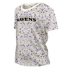 Baltimore Ravens New Era Women's Glam Game Floral Scoop Neck T-Shirt - Cream - NFL