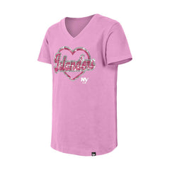 New York Islanders New Era Girl's Youth Flip Sequin V-Neck T-Shirt - Pink | New Era online