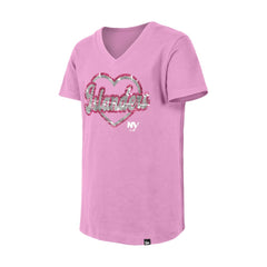 New York Islanders New Era Girl's Youth Flip Sequin V-Neck T-Shirt - Pink | New Era online