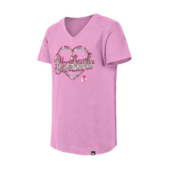 Chicago Blackhawks New Era Girl's Youth Flip Sequin V-Neck T-Shirt - Pink | New Era Lifestyle