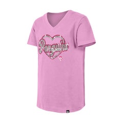 Pittsburgh Penguins New Era Girl's Youth Flip Sequin V-Neck T-Shirt - Pink | New Era Clearance