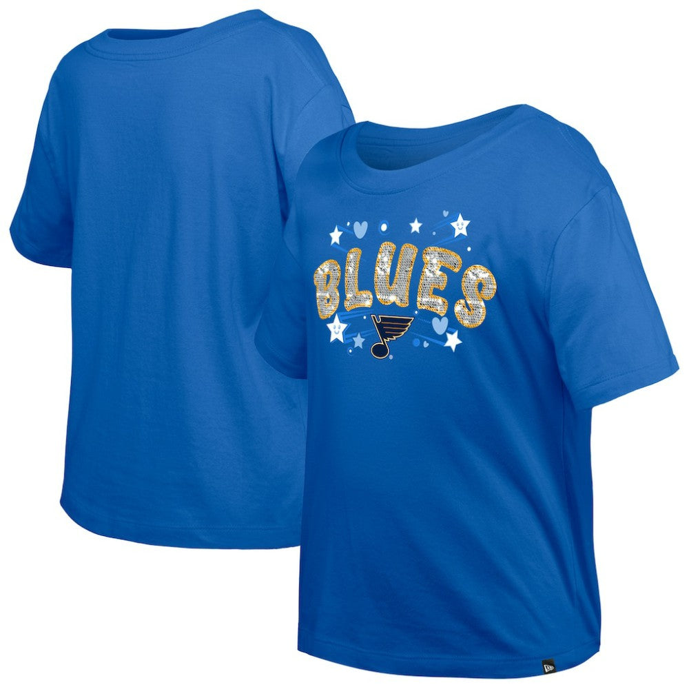 St. Louis Blues New Era Girl's Youth Flip Sequin T-Shirt - Blue | New Era Clearance