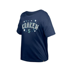 Seattle Kraken New Era Girl's Youth Flip Sequin T-Shirt - Deep Sea Blue | New Era Clearance
