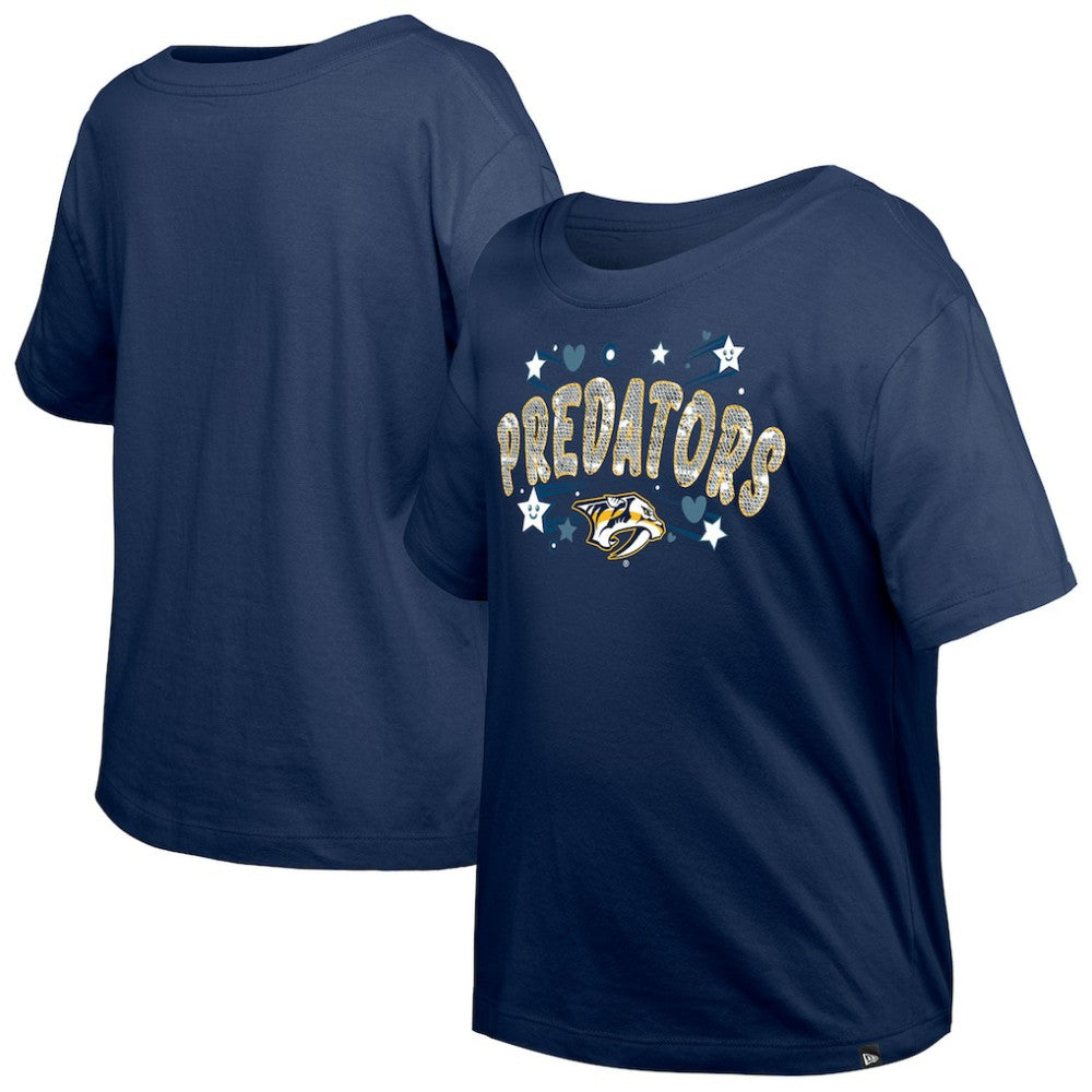 Nashville Predators New Era Girl's Youth Flip Sequin T-Shirt - Navy | New Era on sale