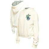 Dallas Stars New Era Women's Glam Game Quarter-Zip Cropped Floral Hoodie Pullover - Cream | New Era Lifestyle