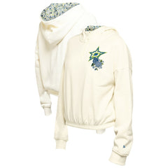 Dallas Stars New Era Women's Glam Game Quarter-Zip Cropped Floral Hoodie Pullover - Cream | New Era Lifestyle