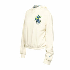 Dallas Stars New Era Women's Glam Game Quarter-Zip Cropped Floral Hoodie Pullover - Cream | New Era Lifestyle
