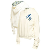 Tampa Bay Lightning New Era Women's Glam Game Quarter-Zip Cropped Floral Hoodie Pullover - Cream | New Era Lifestyle