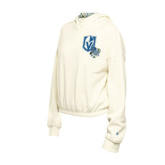 Vegas Golden Knights New Era Women's Glam Game Quarter-Zip Cropped Floral Hoodie Pullover - Cream | New Era online