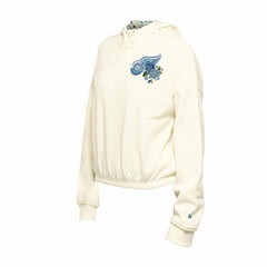 Detroit Red Wings New Era Women's Glam Game Quarter-Zip Cropped Floral Hoodie Pullover - Cream | New Era on sale