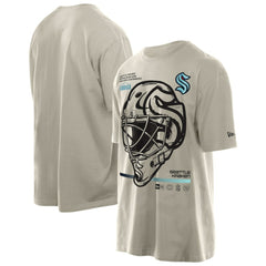 Seattle Kraken New Era Goalie Mask T-Shirt - Tan | New Era Clearance