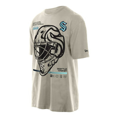 Seattle Kraken New Era Goalie Mask T-Shirt - Tan | New Era Clearance