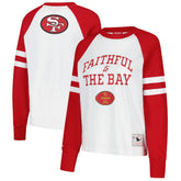 San Francisco 49ers Women's Slub Long Sleeve T-Shirt - White/Scarlet - NFL