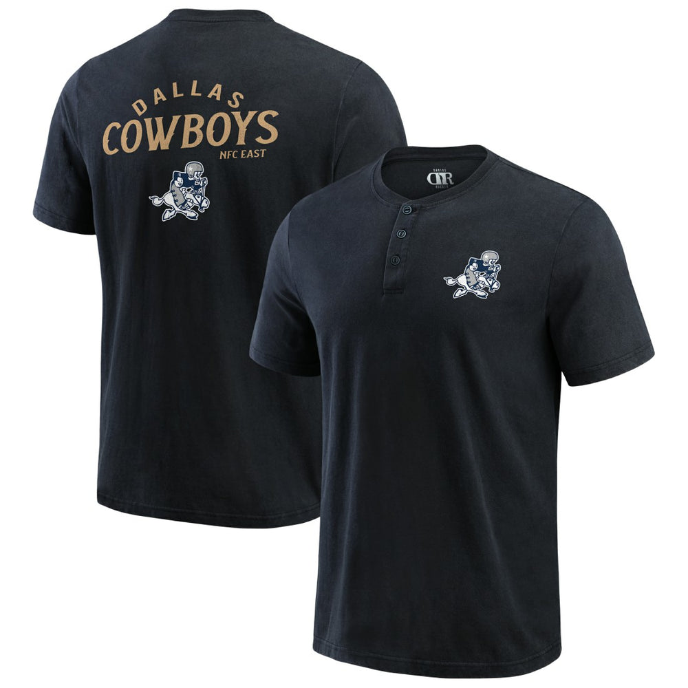 Dallas Cowboys Darius Rucker Collection Washed Henley T-Shirt - Black - Fanatics