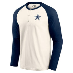 Dallas Cowboys Darius Rucker Collection Raglan Henley Long Sleeve T-Shirt - White/Navy - Fanatics