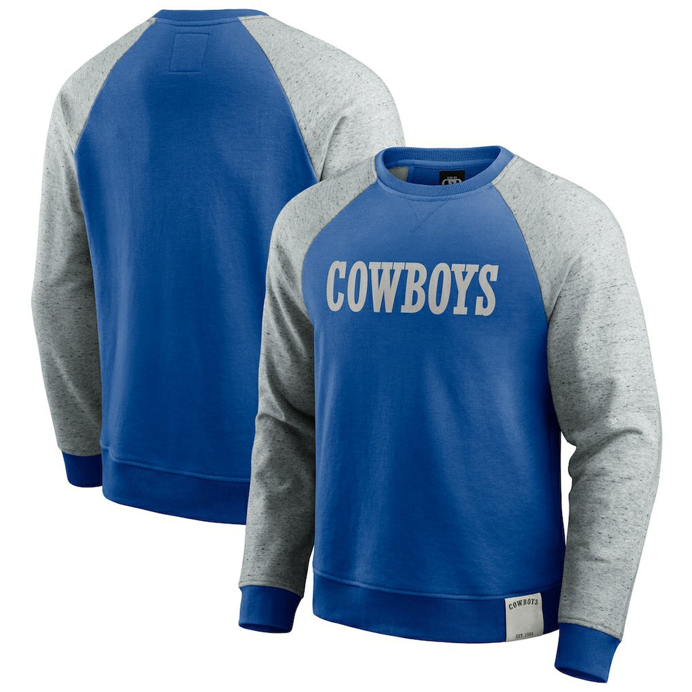 Dallas Cowboys Darius Rucker Collection Throwback Color Block Raglan Pullover Sweatshirt - Blue/Gray - Fanatics