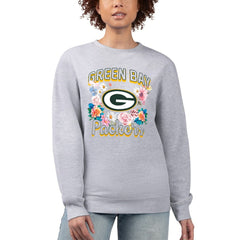 Green Bay Packers G-III 4Her by Carl Banks Women's Flower Logo Graphic Fleece Pullover Sweatshirt - Heather Gray - NFL