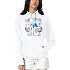 Detroit Lions G-III 4Her by Carl Banks Women's Flowers Team Logo Graphic Fleece Pullover Hoodie - White - NFL