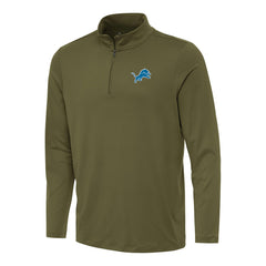 Detroit Lions Antigua Reprocess Quarter-Zip Top - Olive - NFL