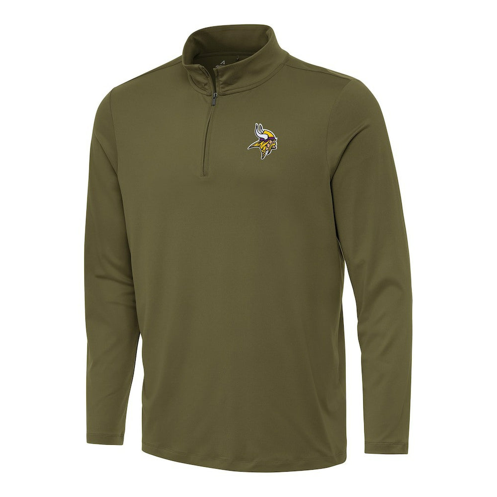 Minnesota Vikings Antigua Reprocess Quarter-Zip Top - Olive - NFL