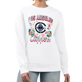 LA Clippers G-III 4Her by Carl Banks Women's Flowers Team Logo Graphic Fleece Crewneck Pullover Sweatshirt White